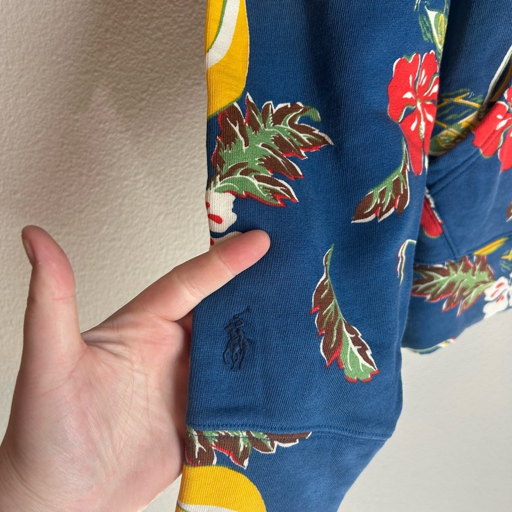 Men’s Polo Ralph Lauren Hoodie Azure Sail Blue Sailboat-Floral Fleece Size M - Picture 7 of 7